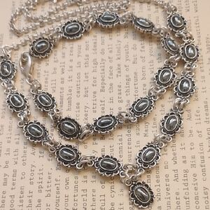 Sterling Silver Romantic Gothic Mid Century Style Set with Hematite stone
